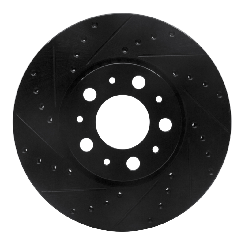 Volvo XC70 Brake Rotor (1) - Front Left - R1 Concepts - Drilled & Slotted - Black - `99-`09